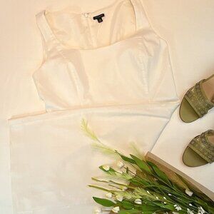 Ann Taylor White Cotton Stretch Seamed Scoopneck Dress #299560 Size 10